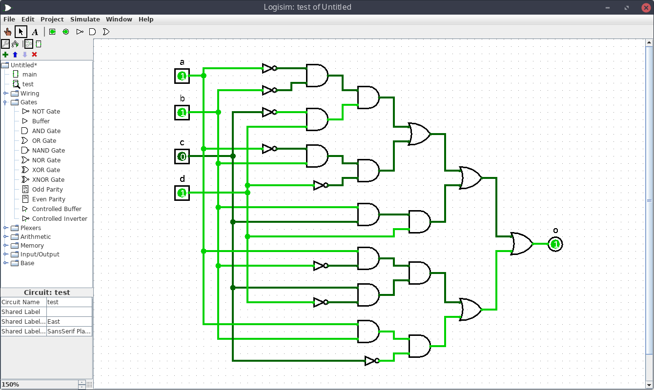 Screenshot of a Logisim program running