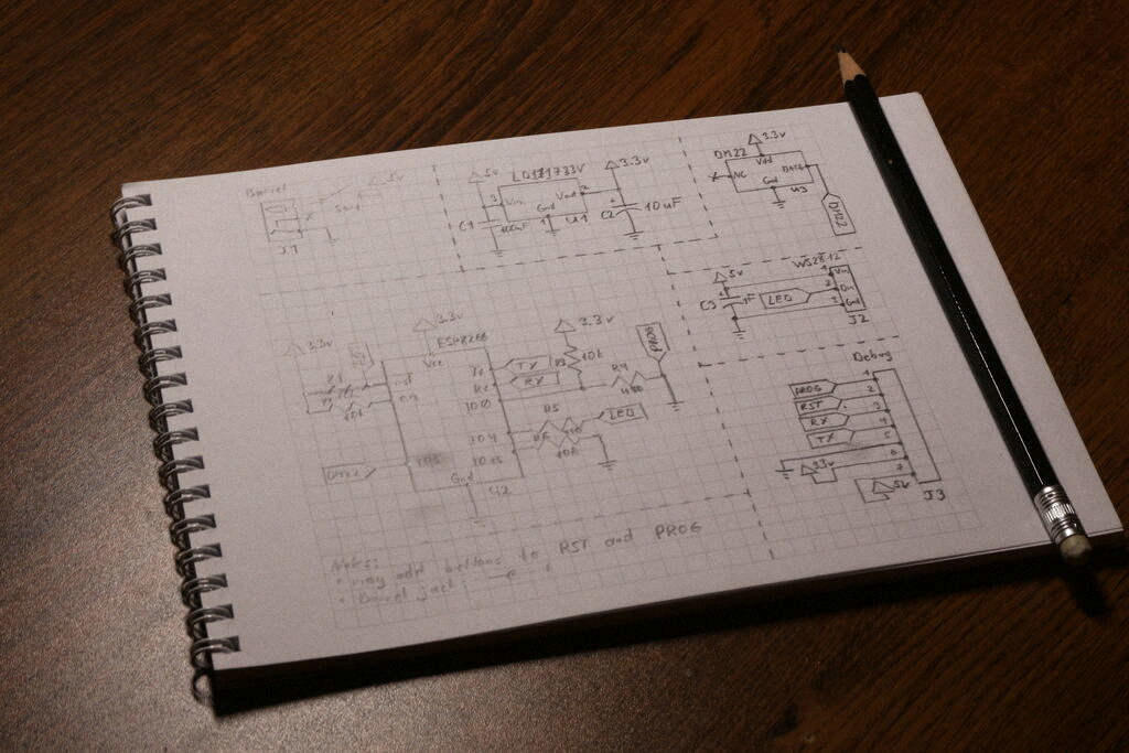 A schematic drawn with a pencil by hand